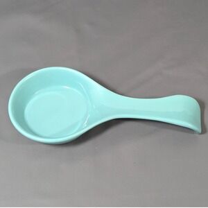 Cooks Club Turquoise Ceramic Spoon Rest Aqua Blue Ribbed Kitchen Tool 9.5 Inch